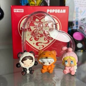 POP MART Loving Heart Pop Bean Container and SkullPanda Dimoo CryBaby Pop Beans